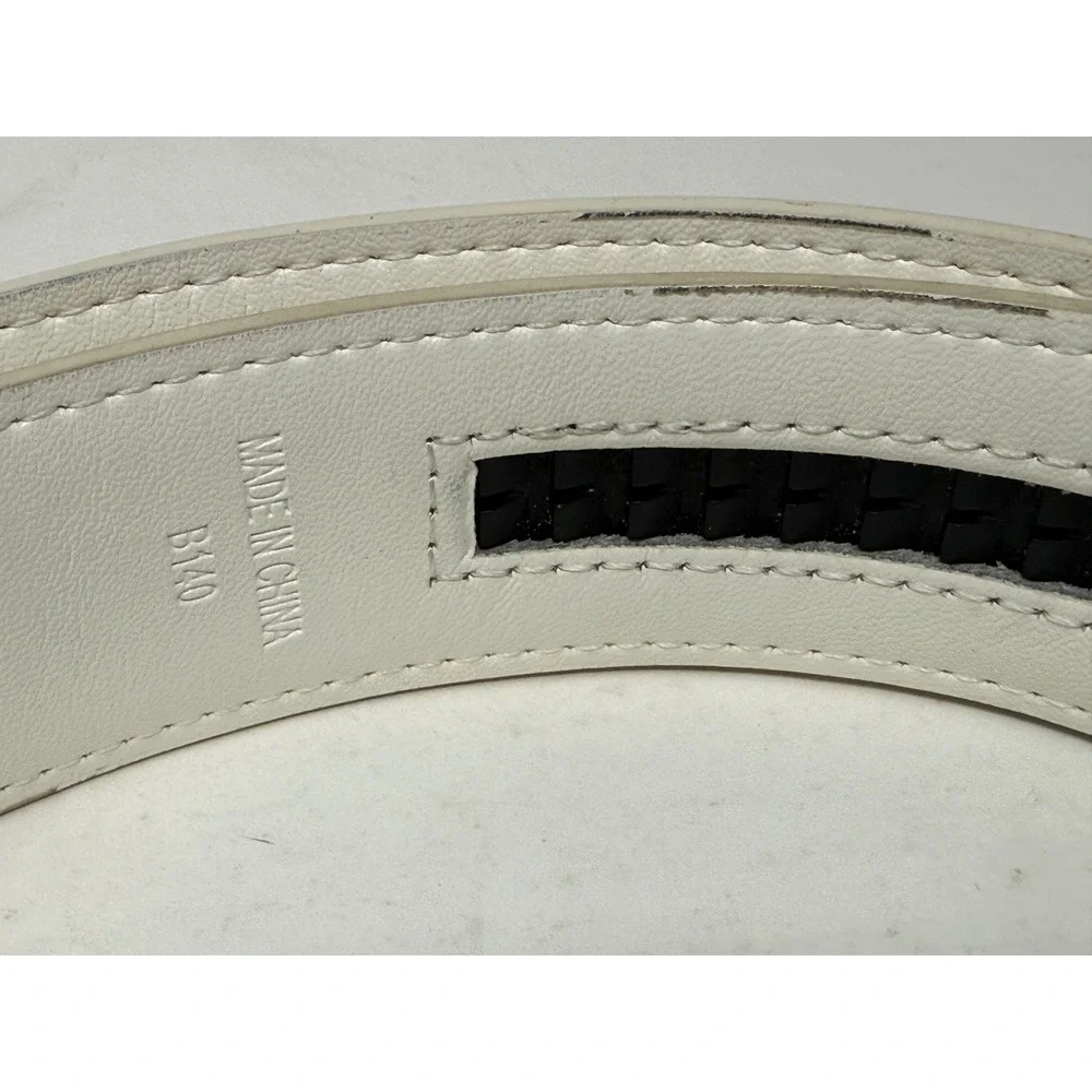 Mission Belt Mens White Leather Ratchet Belt Silver Buckle B140 40